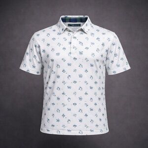 William Murray Polo Shirt XXL White VW Bus Print Golf Performance Stretch